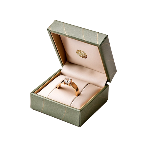 Premium jewelry box on rigid stock with gold foiling and foam insert, perfect for rings, ear rings and other jewelry items