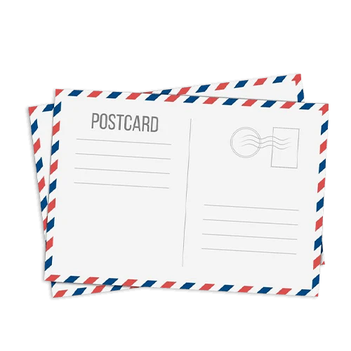 Custom port card with traditional post design and area for address writing